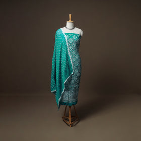 Kutch Bandhani Sequin Work Satin Cotton Unstitched Dress Material: Kurta, Bottom & Dupatta 24