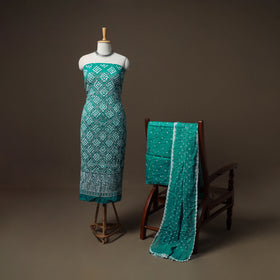 Kutch Bandhani Sequin Work Satin Cotton Unstitched Dress Material: Kurta, Bottom & Dupatta 24