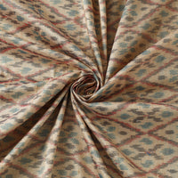 Brown - Pure Handloom Raw Silk Pochampally Ikat Fabric 02