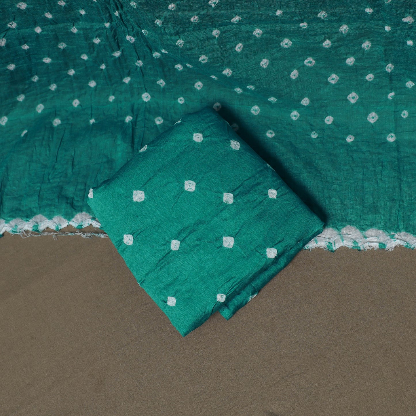 Kutch Bandhani Sequin Work Satin Cotton Unstitched Dress Material: Kurta, Bottom & Dupatta 24