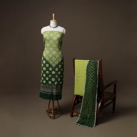 Kutch Bandhani Sequin Work Satin Cotton Unstitched Dress Material: Kurta, Bottom & Dupatta 25