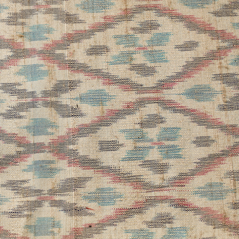 Brown - Pure Handloom Raw Silk Pochampally Ikat Fabric 02