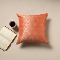 Orange - Silk Banarasi Cushion Cover with Zari Work 22