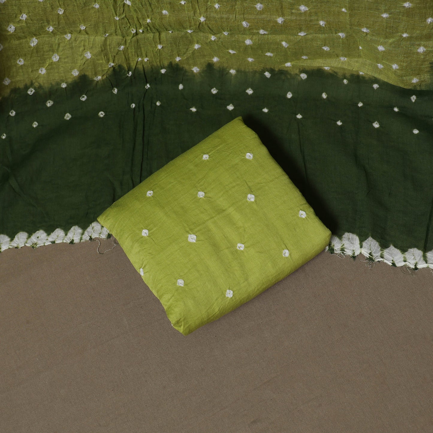 Kutch Bandhani Sequin Work Satin Cotton Unstitched Dress Material: Kurta, Bottom & Dupatta 25