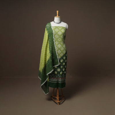 Kutch Bandhani Sequin Work Satin Cotton Unstitched Dress Material: Kurta, Bottom & Dupatta 25
