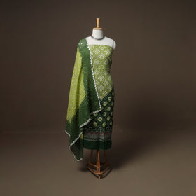 Kutch Bandhani Sequin Work Satin Cotton Unstitched Dress Material: Kurta, Bottom & Dupatta 25
