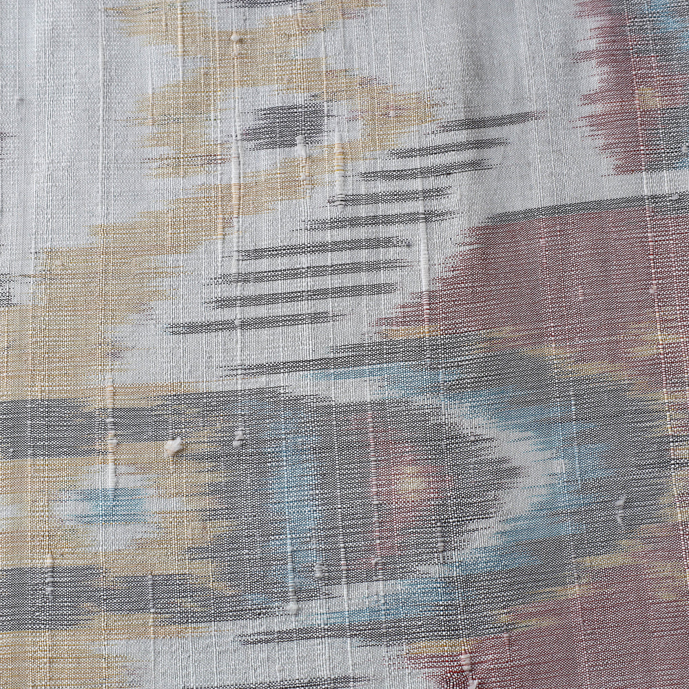 Multicolor - Pure Handloom Raw Silk Pochampally Ikat Fabric 03