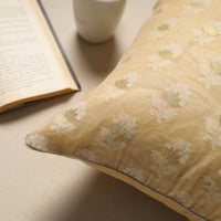 Beige - Silk Banarasi Cushion Cover with Zari Work 23