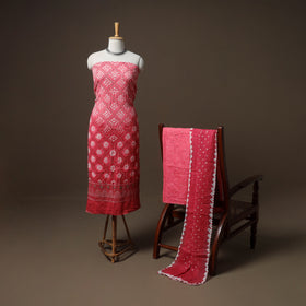 Kutch Bandhani Sequin Work Satin Cotton Unstitched Dress Material: Kurta, Bottom & Dupatta 26