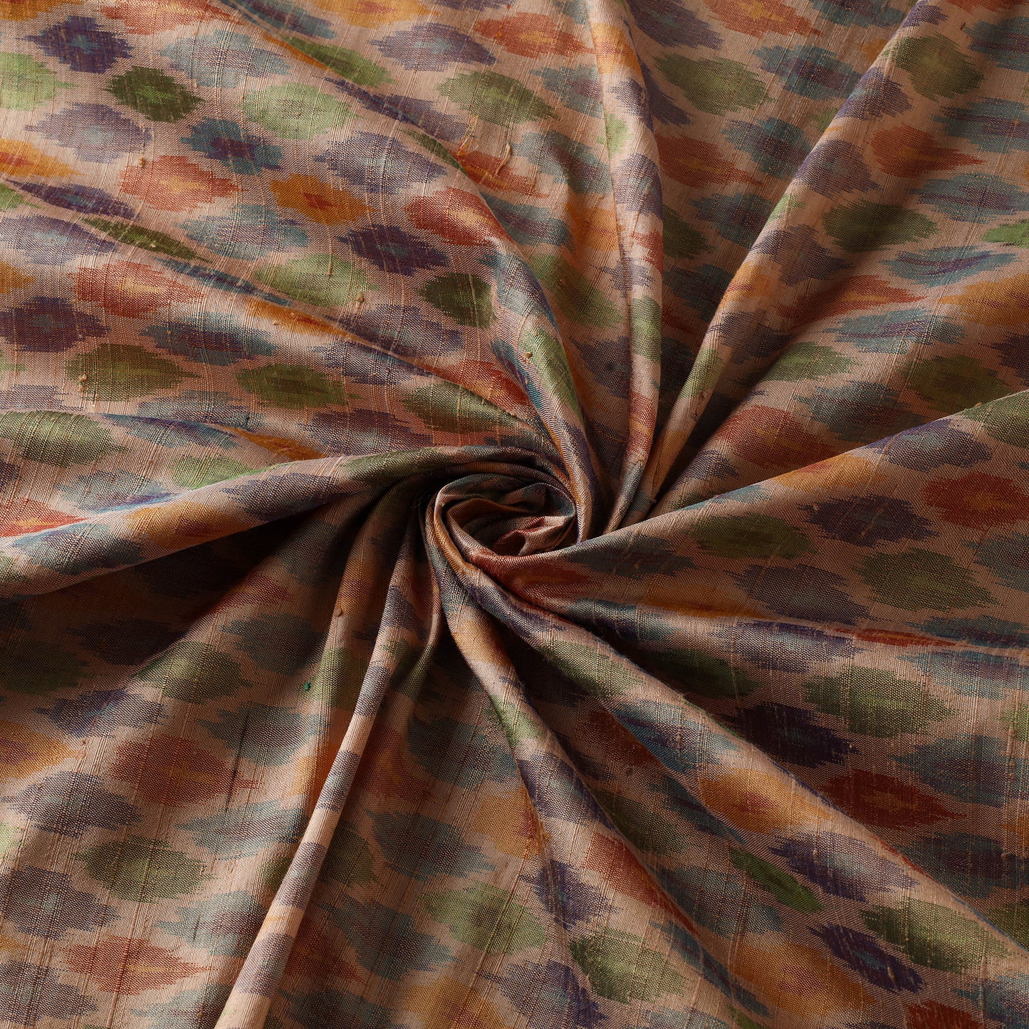 Multicolor - Pure Handloom Raw Silk Pochampally Ikat Fabric 04