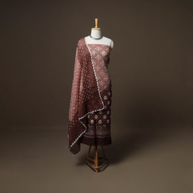 Kutch Bandhani Sequin Work Satin Cotton Unstitched Dress Material: Kurta, Bottom & Dupatta 28