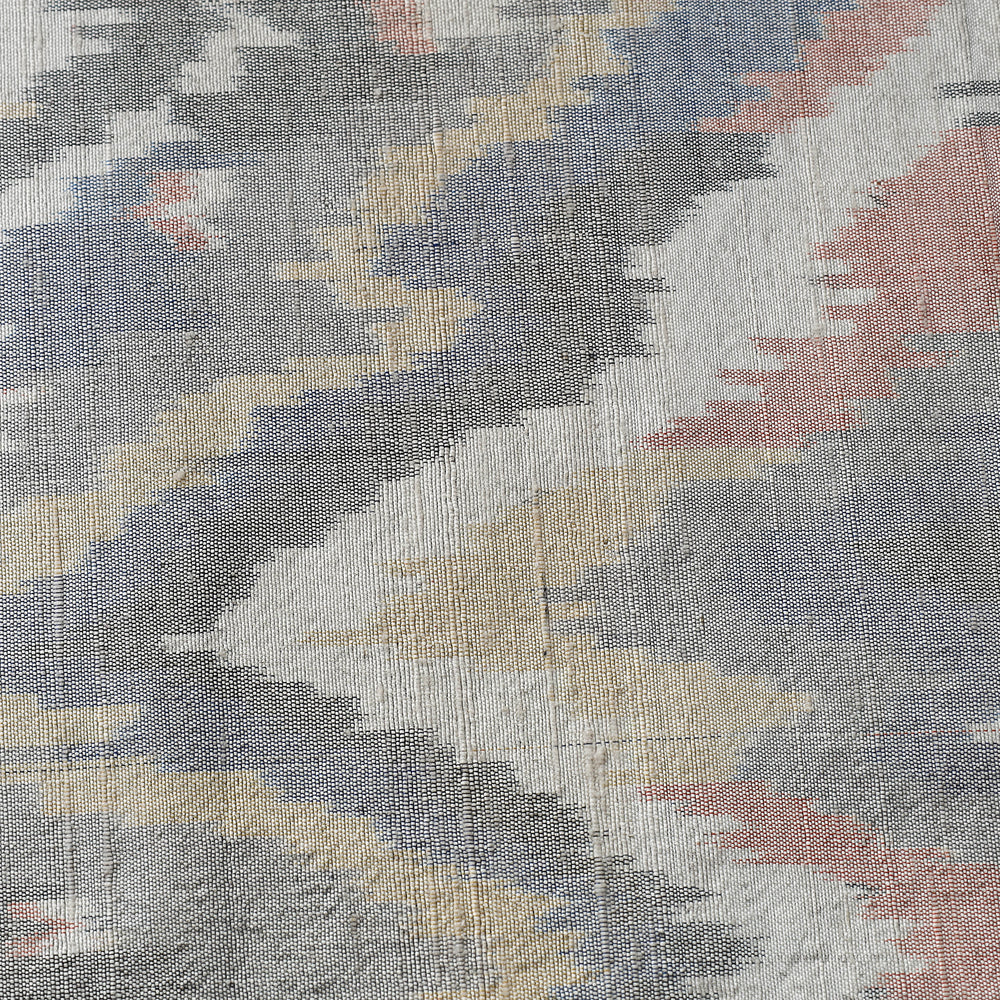 Grey - Pure Handloom Raw Silk Pochampally Ikat Fabric 07