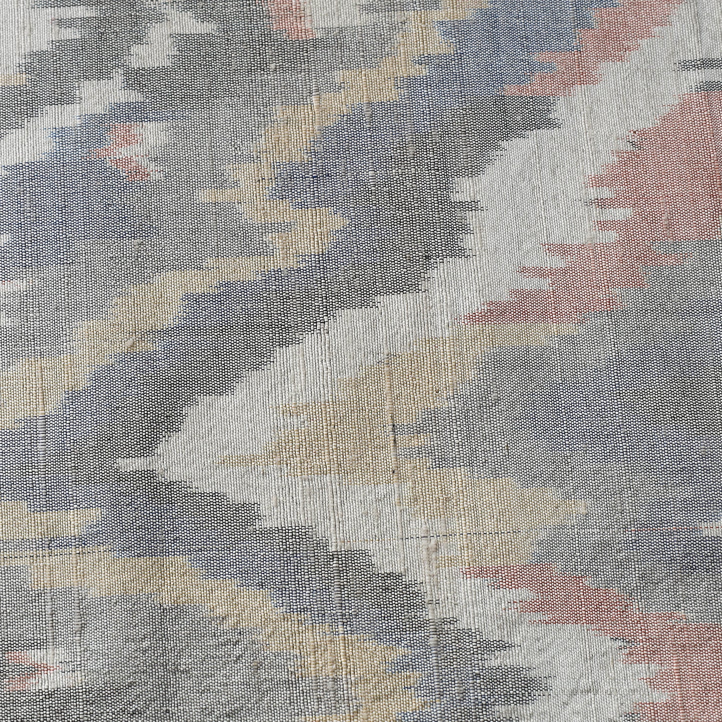 Grey - Pure Handloom Raw Silk Pochampally Ikat Fabric 07