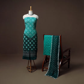 Kutch Bandhani Sequin Work Satin Cotton Unstitched Dress Material: Kurta, Bottom & Dupatta 29