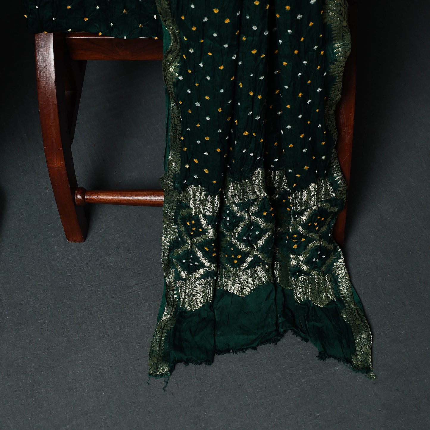 Kutch Bandhani Tie-Dye Modal Silk 3pc Unstitched Dress Material Suit Set 05