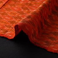 Orange - Pure Handloom Raw Silk Pochampally Ikat Fabric 08