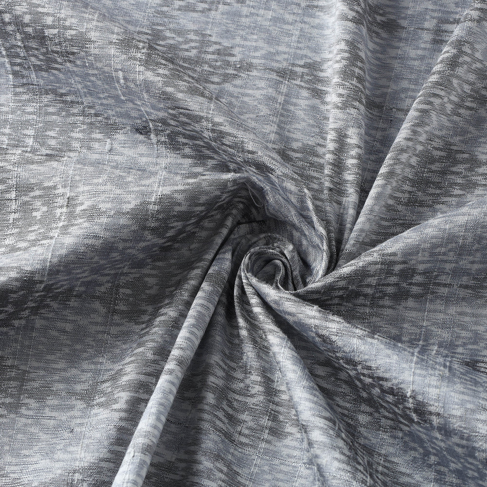 Grey - Pure Handloom Raw Silk Pochampally Ikat Fabric 09