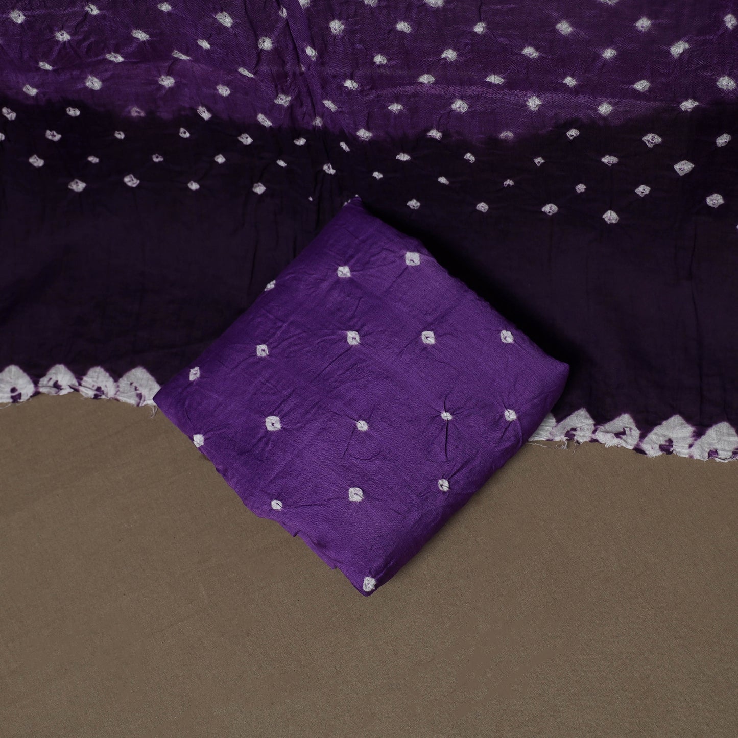 Kutch Bandhani Sequin Work Satin Cotton Unstitched Dress Material: Kurta, Bottom & Dupatta 30