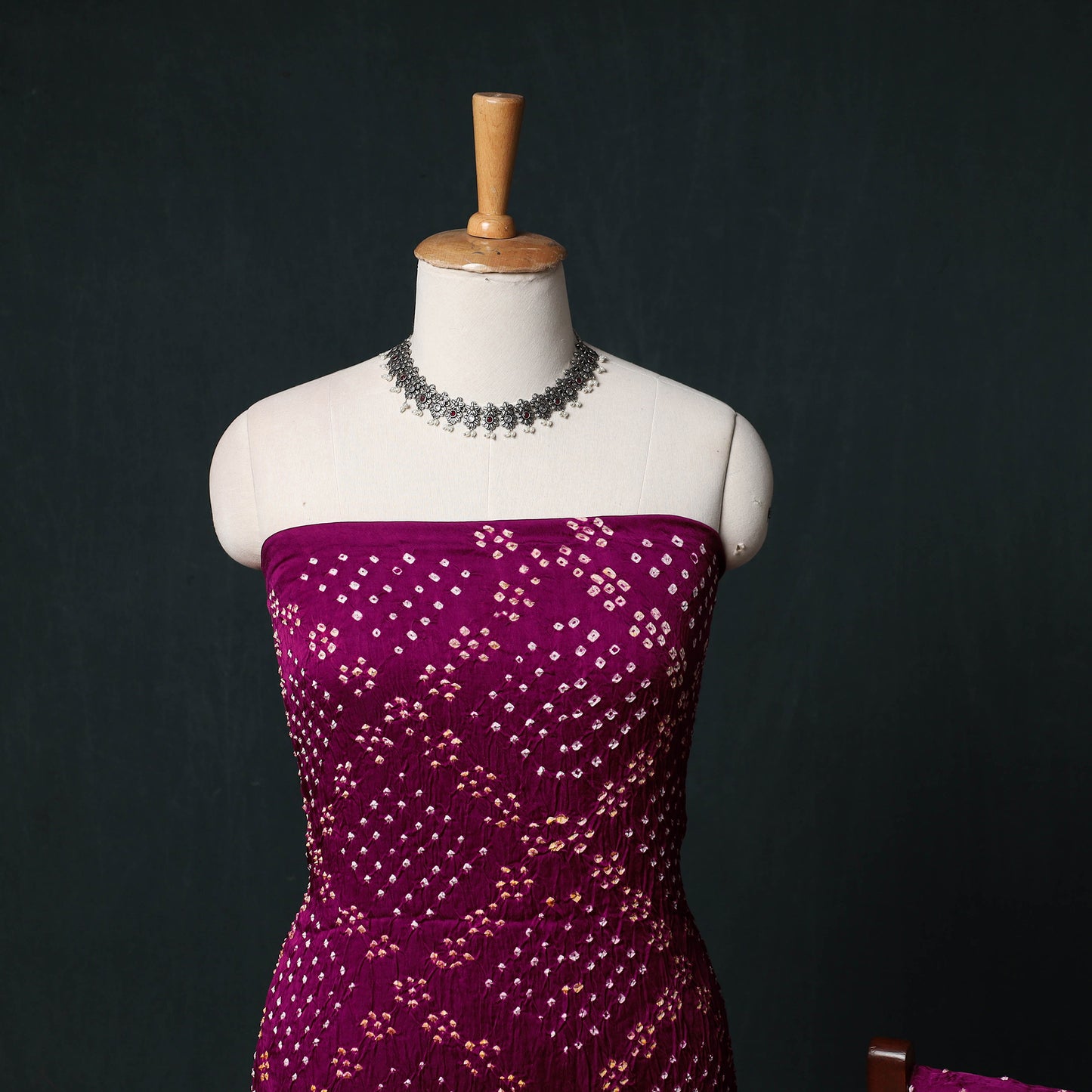 Kutch Bandhani Tie-Dye Modal Silk 3pc Unstitched Dress Material Suit Set 07
