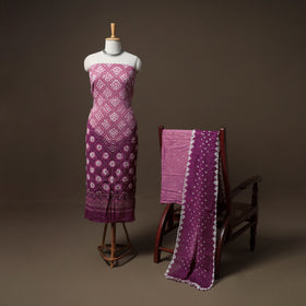 Kutch Bandhani Sequin Work Satin Cotton Unstitched Dress Material: Kurta, Bottom & Dupatta 31
