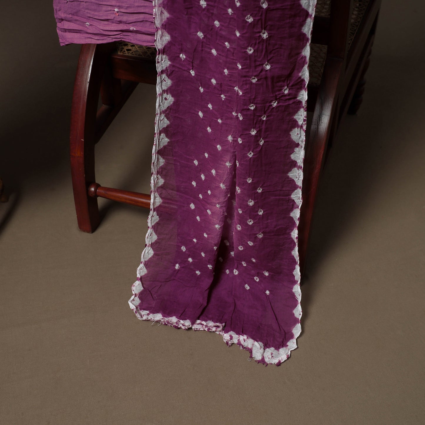 Kutch Bandhani Sequin Work Satin Cotton Unstitched Dress Material: Kurta, Bottom & Dupatta 31