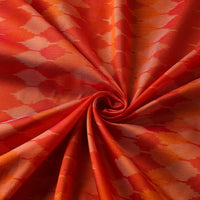 Orange - Pure Handloom Mulberry Silk Pochampally Ikat Fabric 11