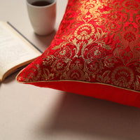 Red - Silk Banarasi Cushion Cover with Zari Work 31