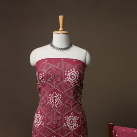 Kutch Bandhani Sequin & Mirror Work Satin Cotton Unstitched Dress Material: Kurta, Bottom & Dupatta 34