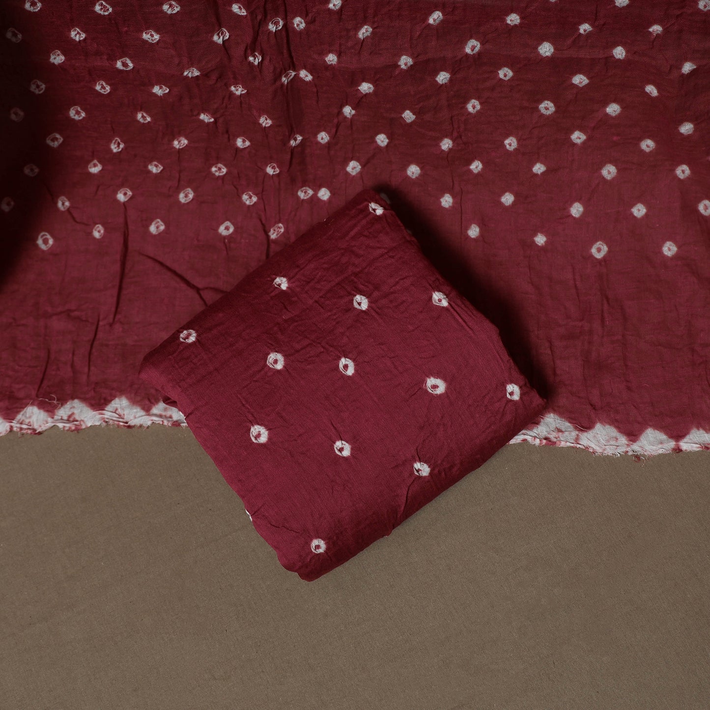 Kutch Bandhani Sequin & Mirror Work Satin Cotton Unstitched Dress Material: Kurta, Bottom & Dupatta 34