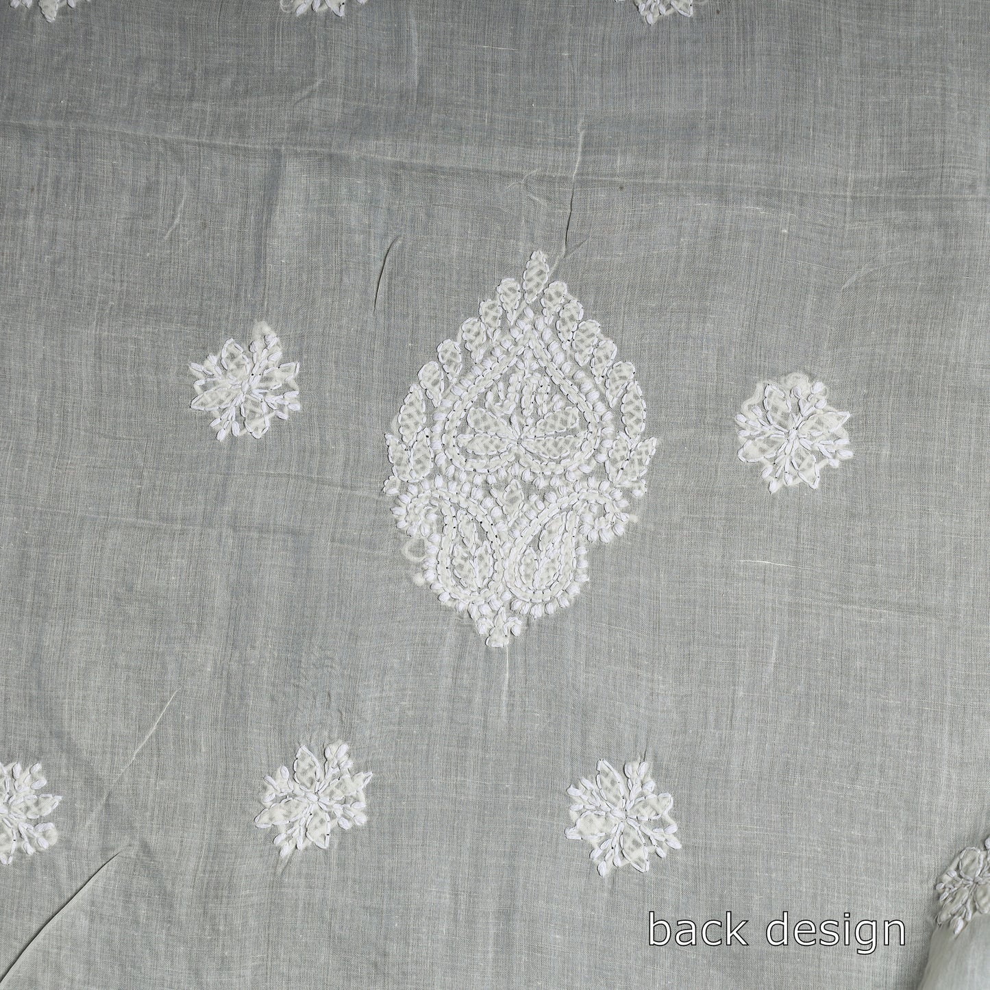 White - Lucknow Chikankari with Parsi Style Embroidered Cotton Kurta Material - 2.95 Meter