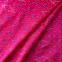 Pink - Pure Handloom Mulberry Silk Pochampally Ikat Fabric 15