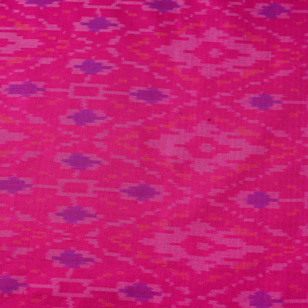 Pink - Pure Handloom Mulberry Silk Pochampally Ikat Fabric 15