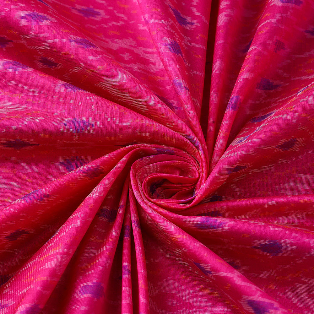 Pink - Pure Handloom Mulberry Silk Pochampally Ikat Fabric 15