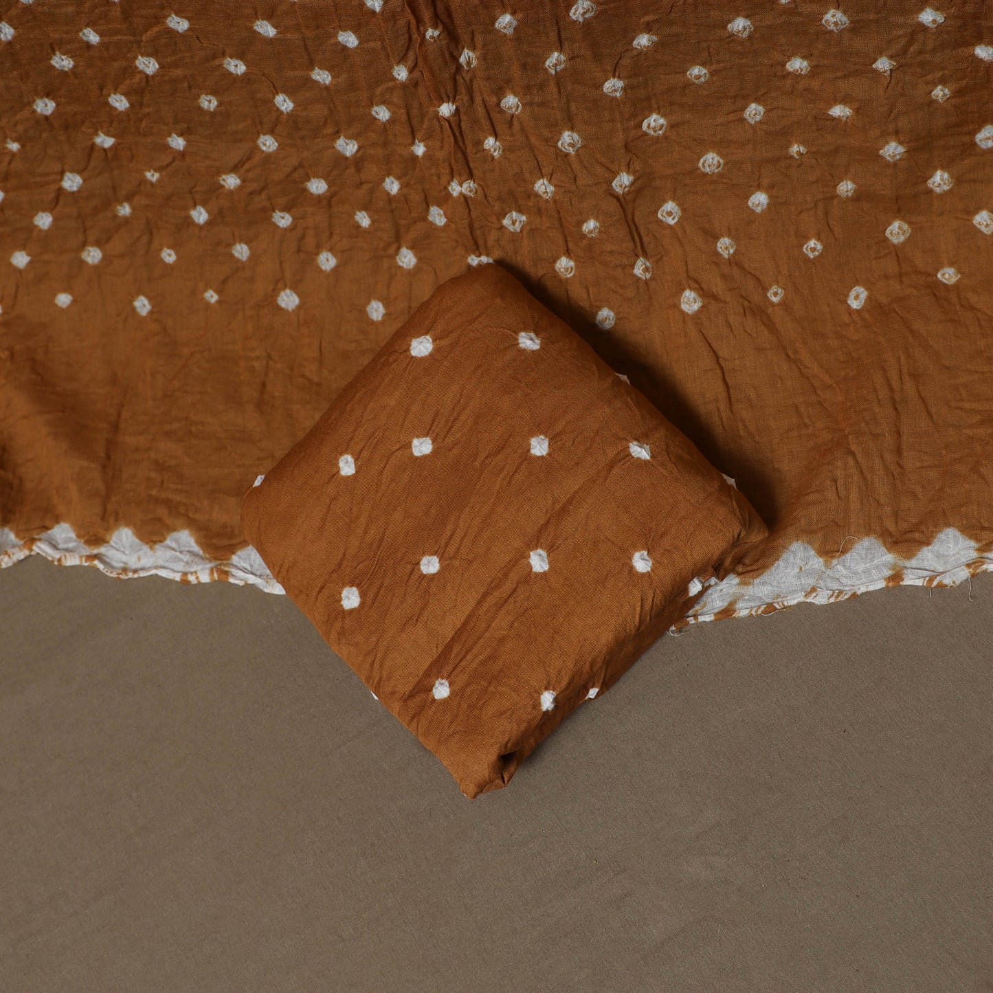 Kutch Bandhani Sequin & Mirror Work Satin Cotton Unstitched Dress Material: Kurta, Bottom & Dupatta 36