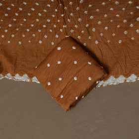 Kutch Bandhani Sequin & Mirror Work Satin Cotton Unstitched Dress Material: Kurta, Bottom & Dupatta 36