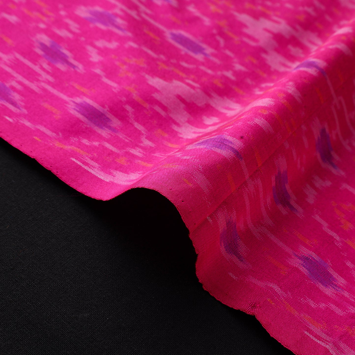 Pink - Pure Handloom Mulberry Silk Pochampally Ikat Fabric 15