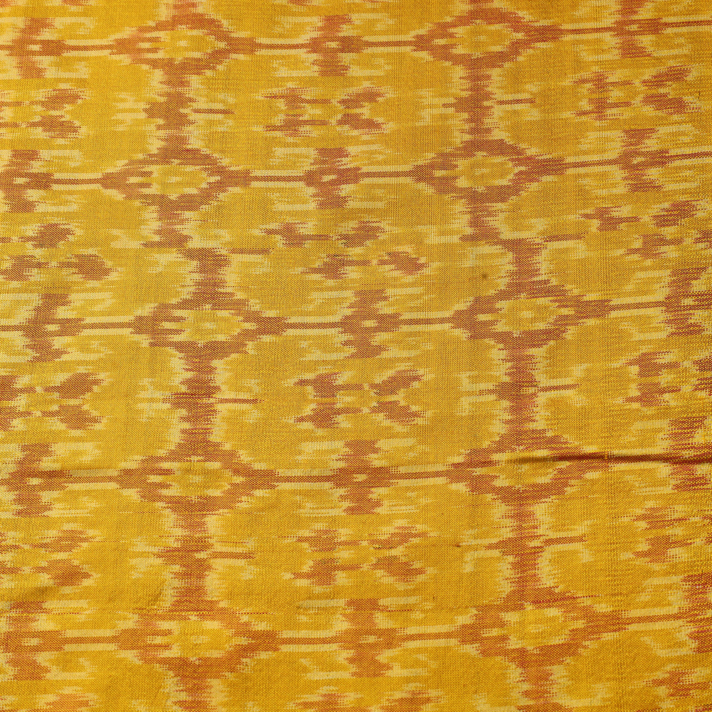 Yellow - Pure Handloom Mulberry Silk Pochampally Ikat Fabric 16