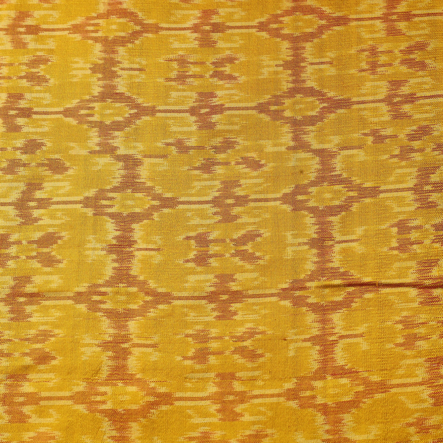 Yellow - Pure Handloom Mulberry Silk Pochampally Ikat Fabric 16