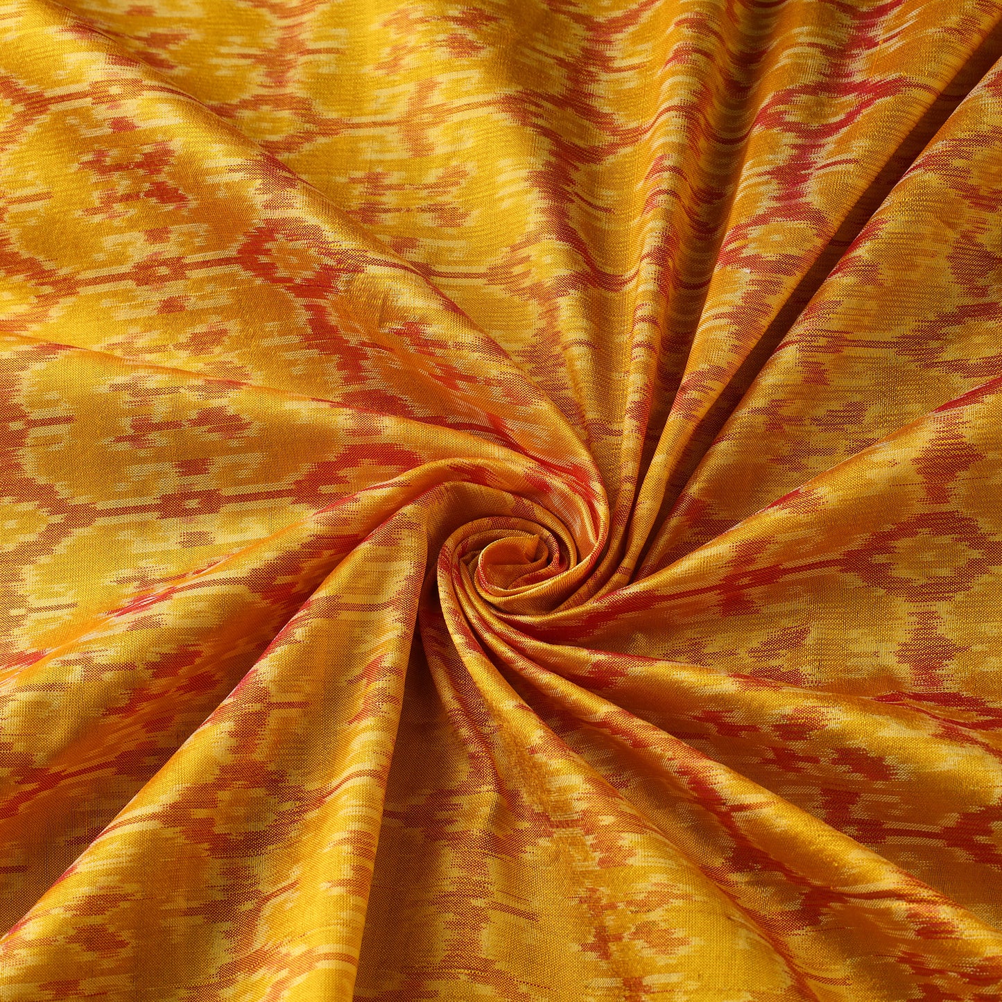 Yellow - Pure Handloom Mulberry Silk Pochampally Ikat Fabric 16