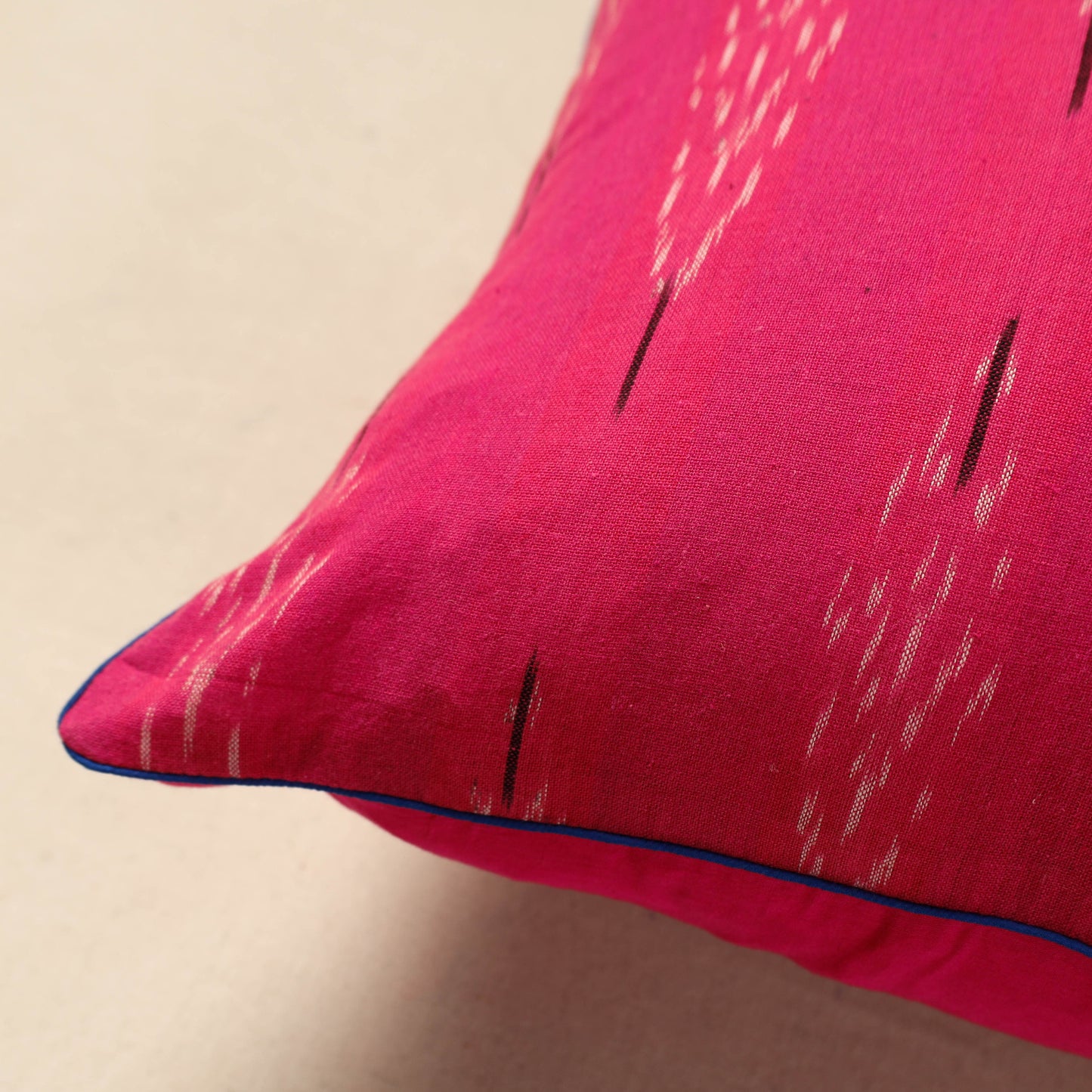 Pink - Cotton Pochampally Ikat Cushion Cover  (16 x 16 in) 33