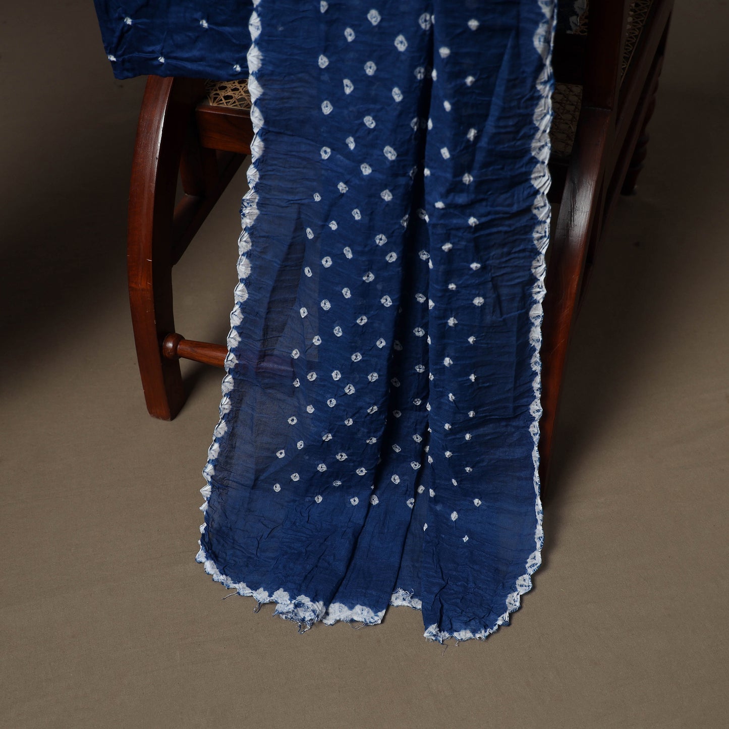 Kutch Bandhani Sequin & Mirror Work Satin Cotton Unstitched Dress Material: Kurta, Bottom & Dupatta 37