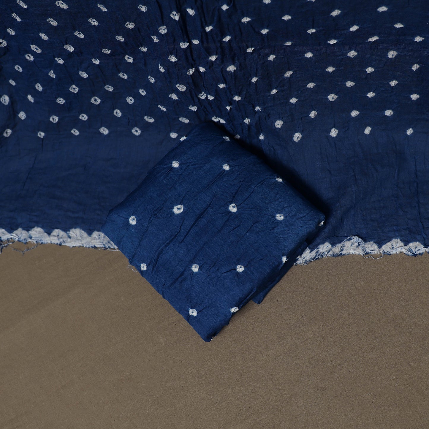 Kutch Bandhani Sequin & Mirror Work Satin Cotton Unstitched Dress Material: Kurta, Bottom & Dupatta 37