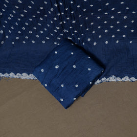 Kutch Bandhani Sequin & Mirror Work Satin Cotton Unstitched Dress Material: Kurta, Bottom & Dupatta 37