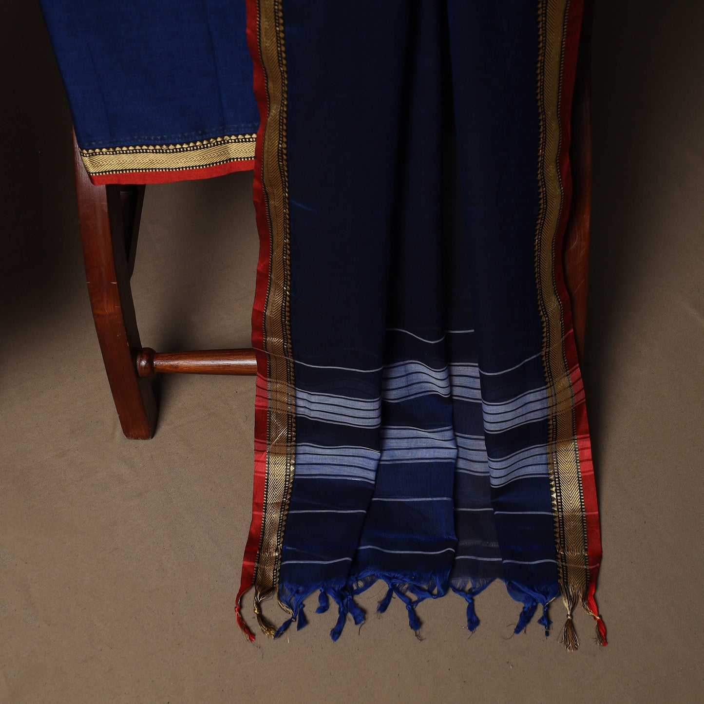 Dharwad Mercerised Cotton 3pc Unstitched Dress Material Suit Set with Woven Border 01