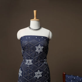 Kutch Bandhani Sequin & Mirror Work Satin Cotton Unstitched Dress Material: Kurta, Bottom & Dupatta 38