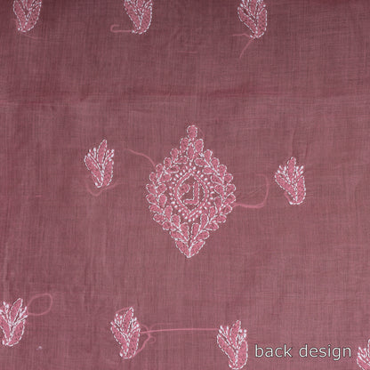 Pink - Lucknow Chikankari with Parsi Style Embroidered Cotton Kurta Material - 2.9 Meter
