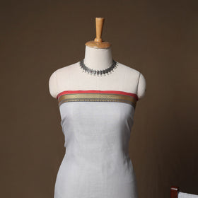 Dharwad Mercerised Cotton 3pc Unstitched Dress Material Suit Set with Woven Border 02