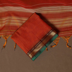 Dharwad Mercerised Cotton 3pc Unstitched Dress Material Suit Set with Woven Border 03