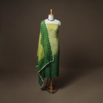 Kutch Bandhani Cotton Unstitched Dress Material: Kurta, Bottom & Dupatta 39