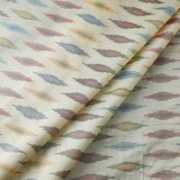 Beige - Pure Handloom Mulberry Silk Pochampally Ikat Fabric 20